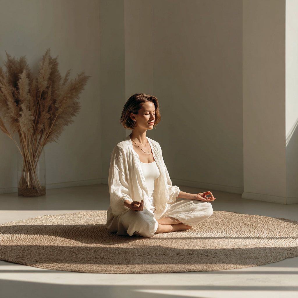 Femeie practicând yoga în natură